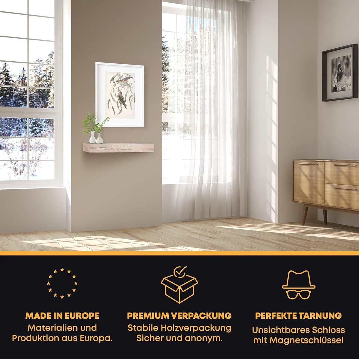 Wood Brothers Zwevende wandplank eiken recht 150 x 20 cm - 25 mm