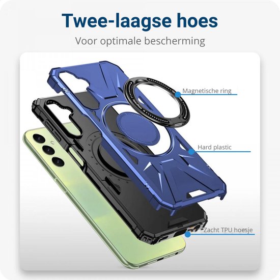 Coque adaptée pour Samsung Galaxy A35 - Coque arrière compatible avec MagSafe - Ring magnétique standard - Blauw