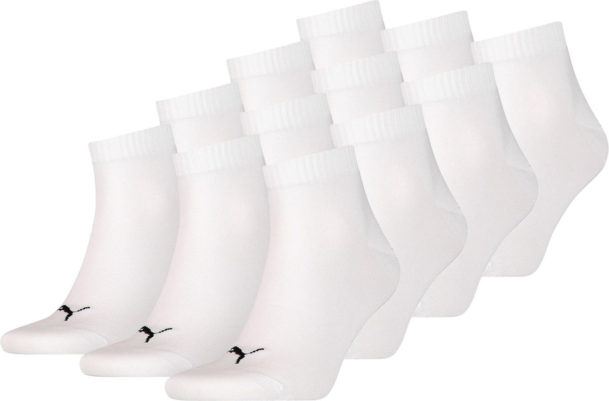 SOKKEN 12 paar Puma unisex kwartsokken sneakers 49 voor dames- en herensokken Wit
