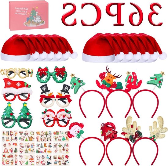 X stuks pluche kerstmutsen grote pompom
