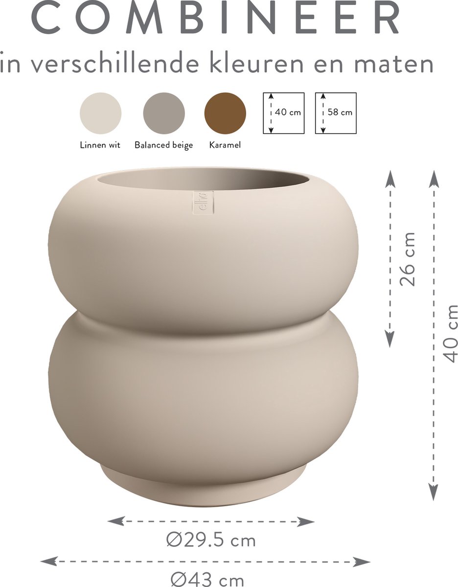 Elho Amber Roll Low 43 - Flower Pot for Indoor & Outdoor