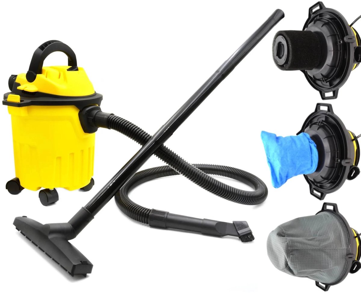 GEKO Industriële stofzuiger - nat en droog - 15 liter - 1250W - lichtgewicht ontwerp
