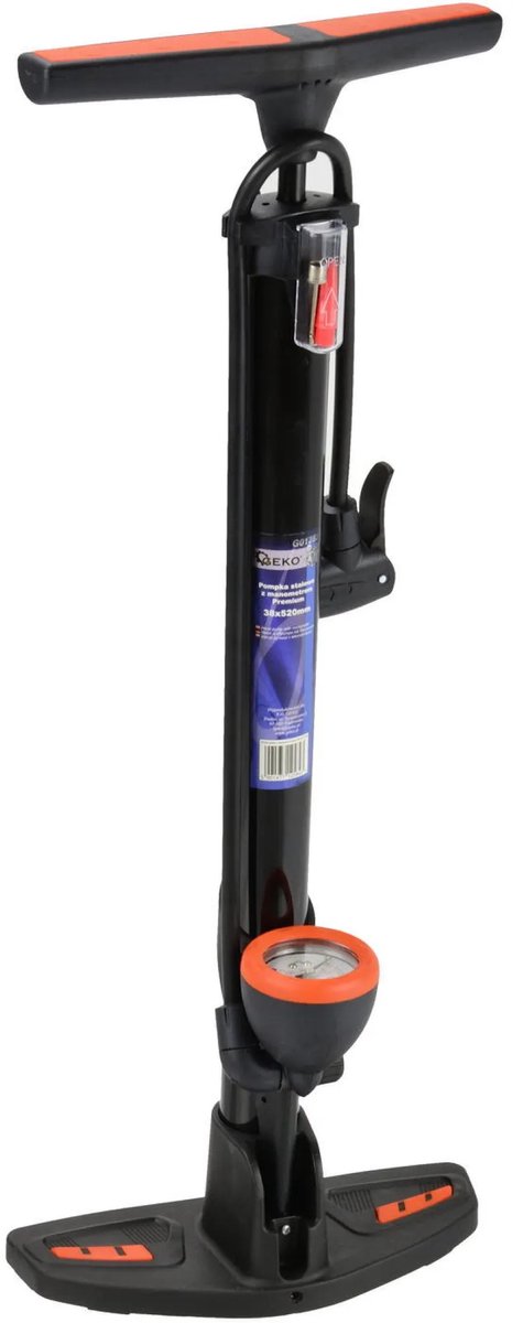 GEKO Handpomp - Staal - Met Manometer - 38x525 mm - Duale Ventielkop