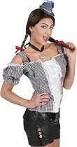Funny Fashion - Boeren Tirol & Oktoberfest Kostuum - Zwart Wit Ruitjes Hemd Hubsche Hannah Vrouw - - Maat 40-42 - Bierfeest - Verkleedkleding