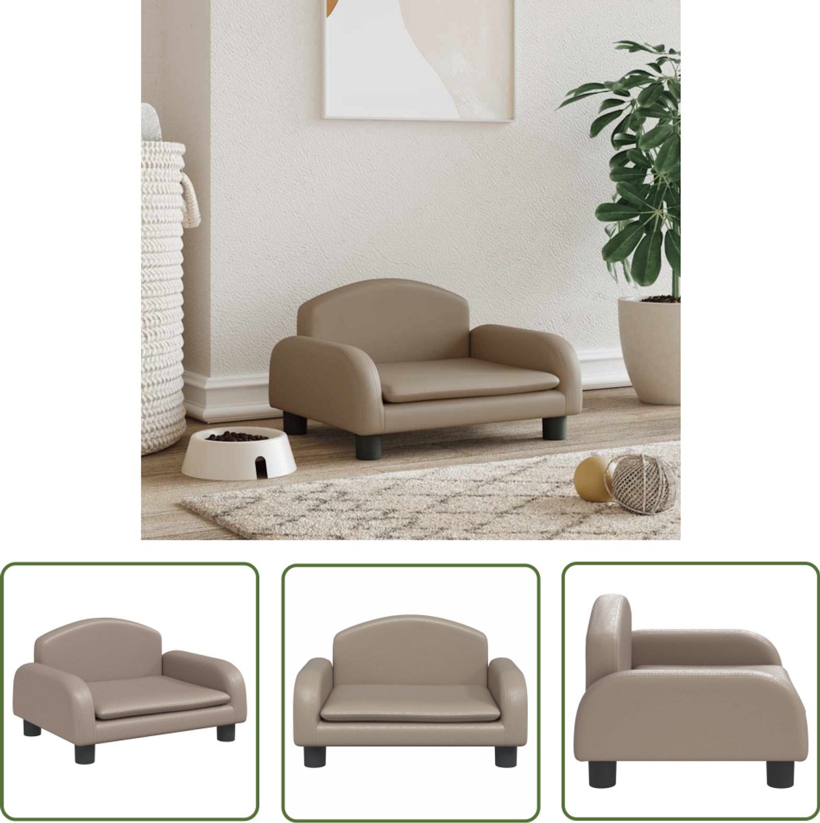 vidaXL Hond Bed – Hond Mand – Hondenmand 50x40x30 cm kunstleer cappuccinokleurig – Hondenkussen – Klein Hondentassen – Kapuccino Kleur