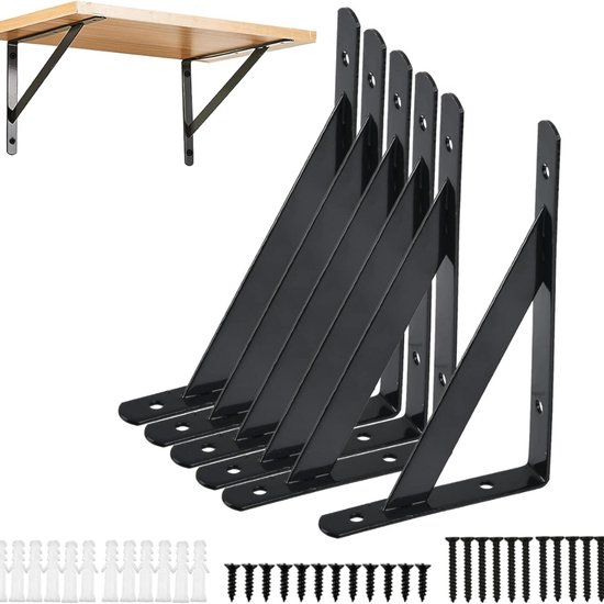 Metalen Wandbeugels voor Zware Planken - Set van 6 Sterke Hoeksteunen | bol