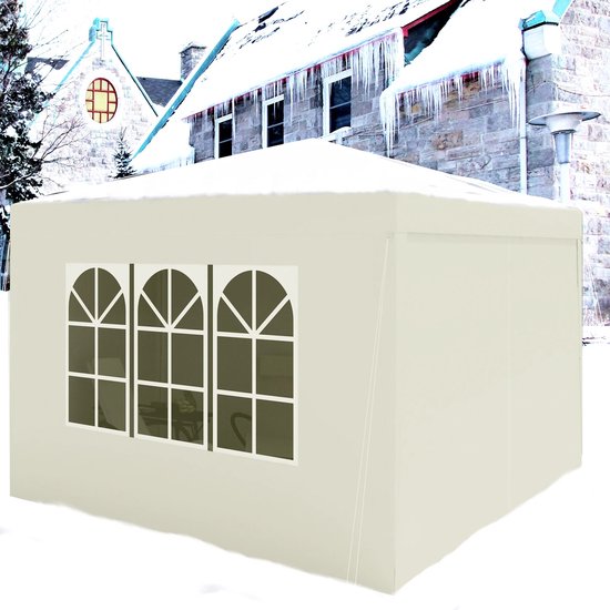 Emora Luxe Tuintent - Opvouwbaar Luifel - Partytent voor Tuin - 3x3m - Kleur Beige - Waterdicht - Uv Zon Bescherming - Met Draagtas van Merkloos — afbeelding 2