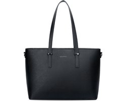 Eleganci - Dames Handtas - shopper - geschikt voor A4 - met extra lange riem - zwart - Ideaal voor school- of werktas.