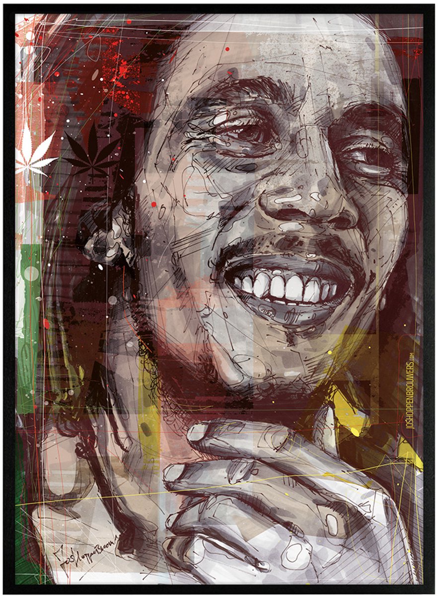 Reggae poster 51x71 cm *ingelijst & gesigneerd