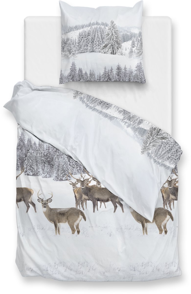 Zohome Cervo Dekbedovertrek - Eenpersoons - 140x200/220 cm - White