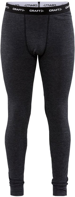 Heren thermo broek in donkergrijs gemêleerd, met zwarte tailleband met 'CRAFT' logo.