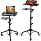 Universele projector standbeugel met wielen- laptopstatief in hoogte verstelbaar 28,5 tot 73 inch met verwijderbare muizenbak en telefoonhouder, DJ-rekken, buitenfilms of computerbureaustandaard