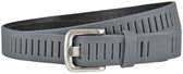 Landley Grijze Leren Kinderriem Unisex - Geperforeerde Gleufjes Riem - Jongen / Meisje - Echt Leer - Breedte 3 cm - Grijs - Lengte totaal 90 cm / Riemmaat 75