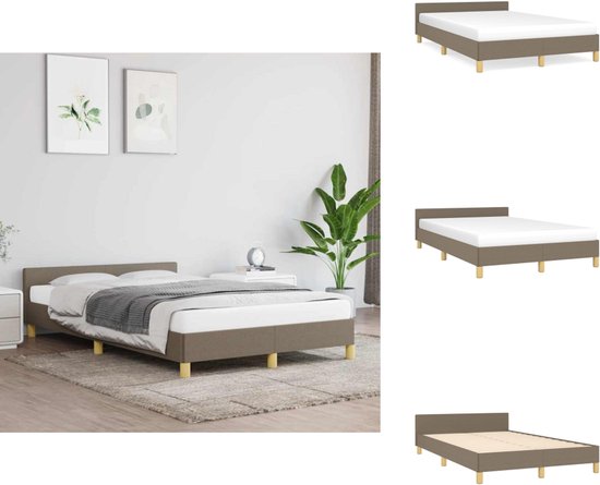 Cadre de lit vidaXL avec tête de lit - Encadrements de lit avec tête de lit - Lit - Meubles de couchage - Cadre de lit sans matelas 120 x 200 cm Tissu Taupe