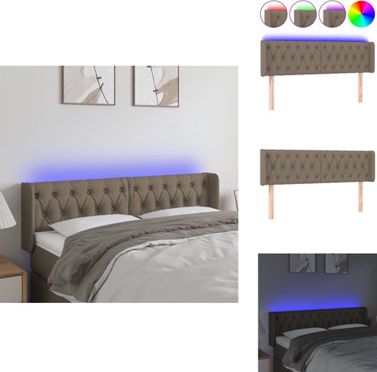 vidaXL Tête de lit LED 147x16x78/88 cm Taupe Tissu