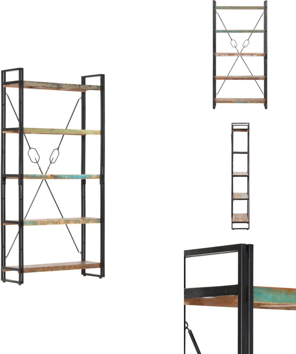 vidaXL - Boekenkast - met - 5 - schappen - 90x30x180 - cm - massief - gerecycled - hout