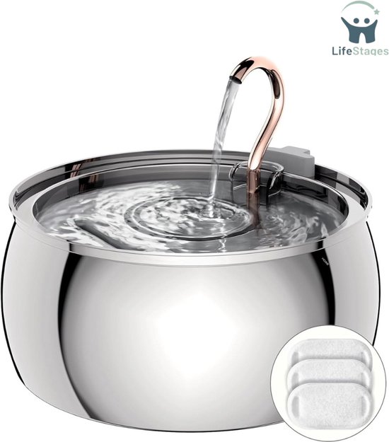 Topmast RVS Drinkfontein - Voor Honden En Katten - Met Stromend Water Led Licht