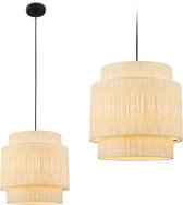 B.K.Licht Papper - Hanglamp - eetkamer verlichting - bast - boho stijl - E27 fitting - Ø30 x 12,8 cm - naturel - bruin