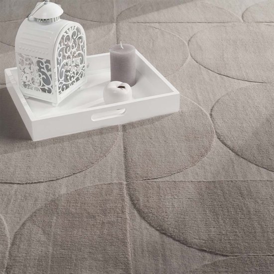 Tapis moelleux - Emily cercles taupe 60x110 cm
