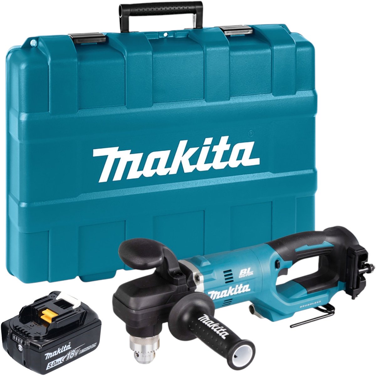 Makita DDA 450 T1K Accu haakse boormachine 18 V 70 Nm borstelloos + 1x accu 5.0 Ah + koffer - zonder lader