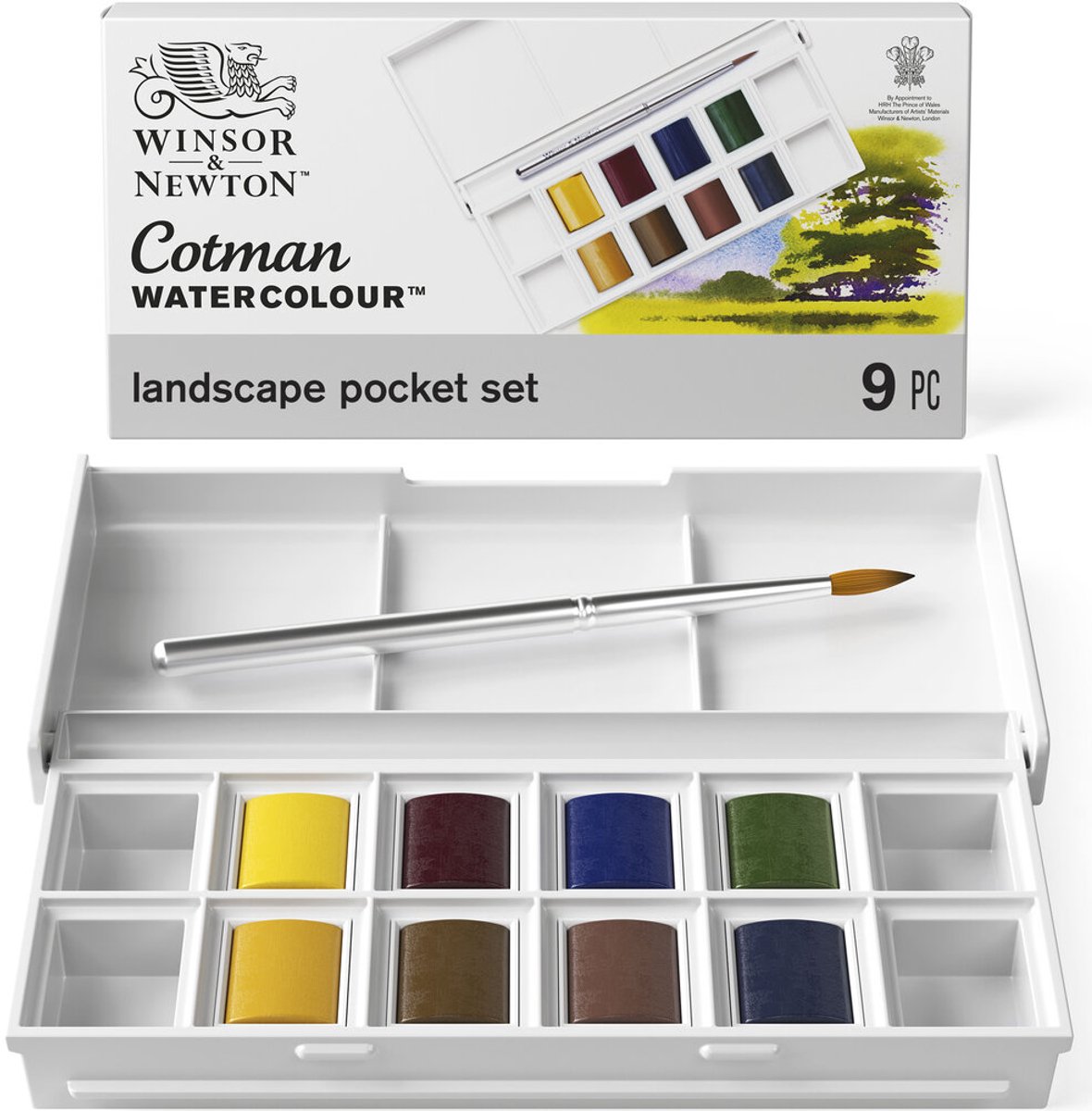 Winsor & Newton 0390673 Cotman Aquarelverf Set Landscape Pocket – 8 halve Watercolour napjes met reispenseel — afbeelding 4