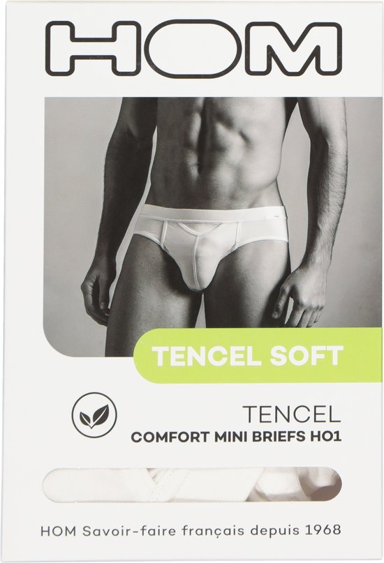 HOM Mini slip confort soft Tencel HO1 (pack de 1) - slip homme avec braguette horizontale - blanc - Taille : L