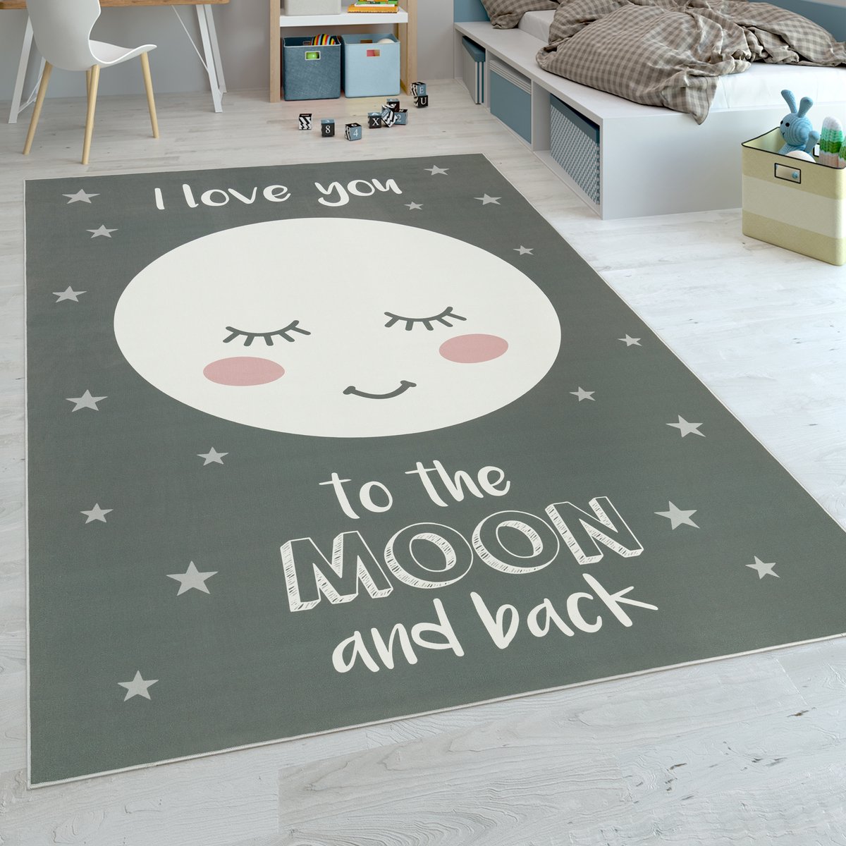 flycarpets Kindervloerkleed - Aleris - Maan - Grijs