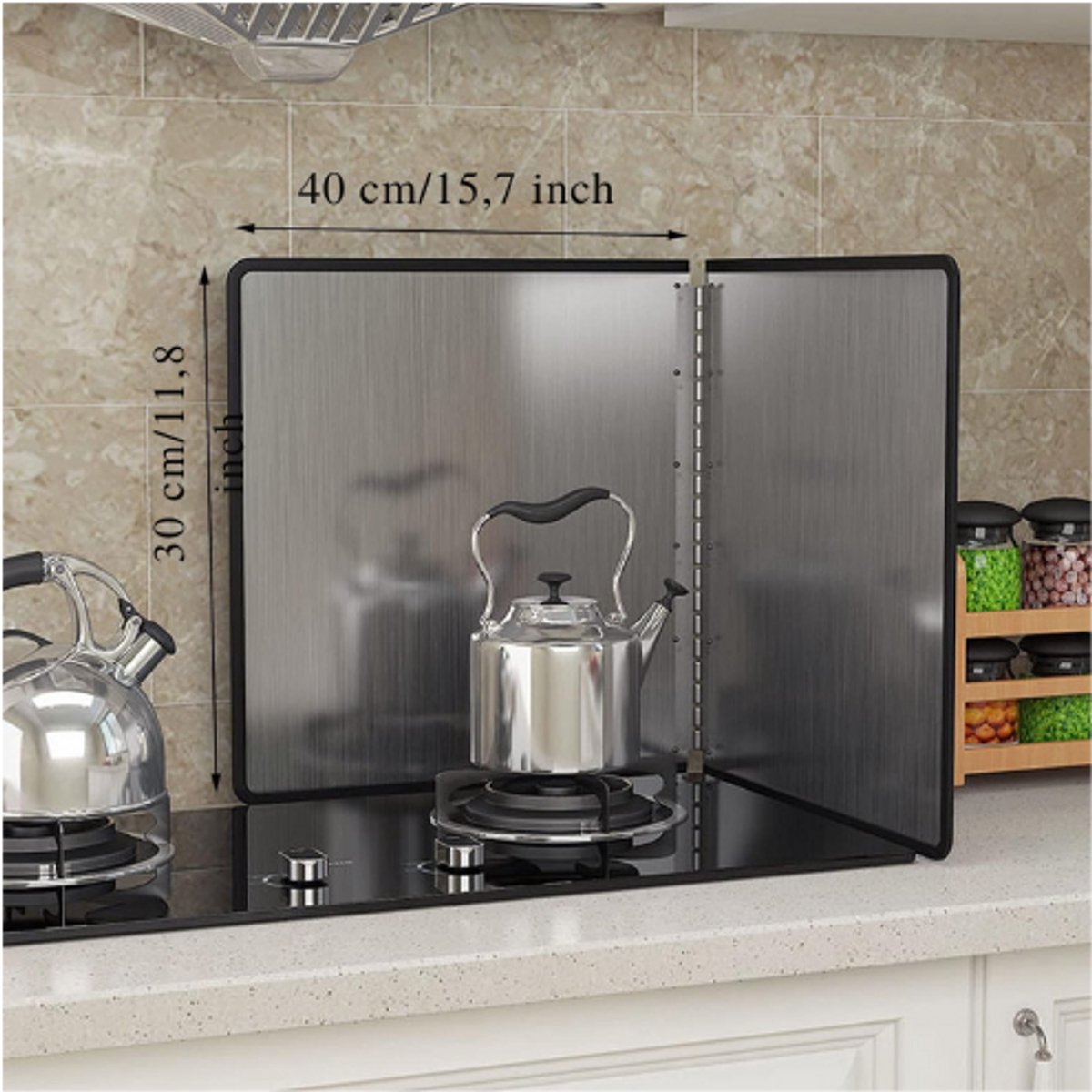 KitchenYeah© Spatscherm Keuken 60x40 cm Kookplaat Achterwand Beschermer Muur Spatwand Fornuis Aluminium Hittebestendig - Paprika - Groente - Water - Zwart - Rood - Groen - Geel