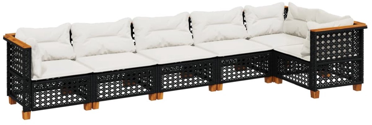 The Living Store zwarte poly rattan loungeset met kussens.