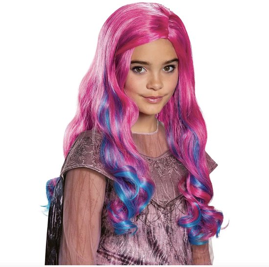 Joya Kids® Fel Roze en Blauwe Pruik Lang Haar | Pruik Kinderen Lang Krullend Haar | Meisjes verkleedpruik Prinses