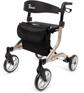 Parvum SuperLight (5,1 kg) - Ultra-lichtgewicht rollator - Rollator lichtgewicht en opvouwbaar rollator - Remkabels weggewerkt - Inclusief tas, stokhouder en rugband - Champagne