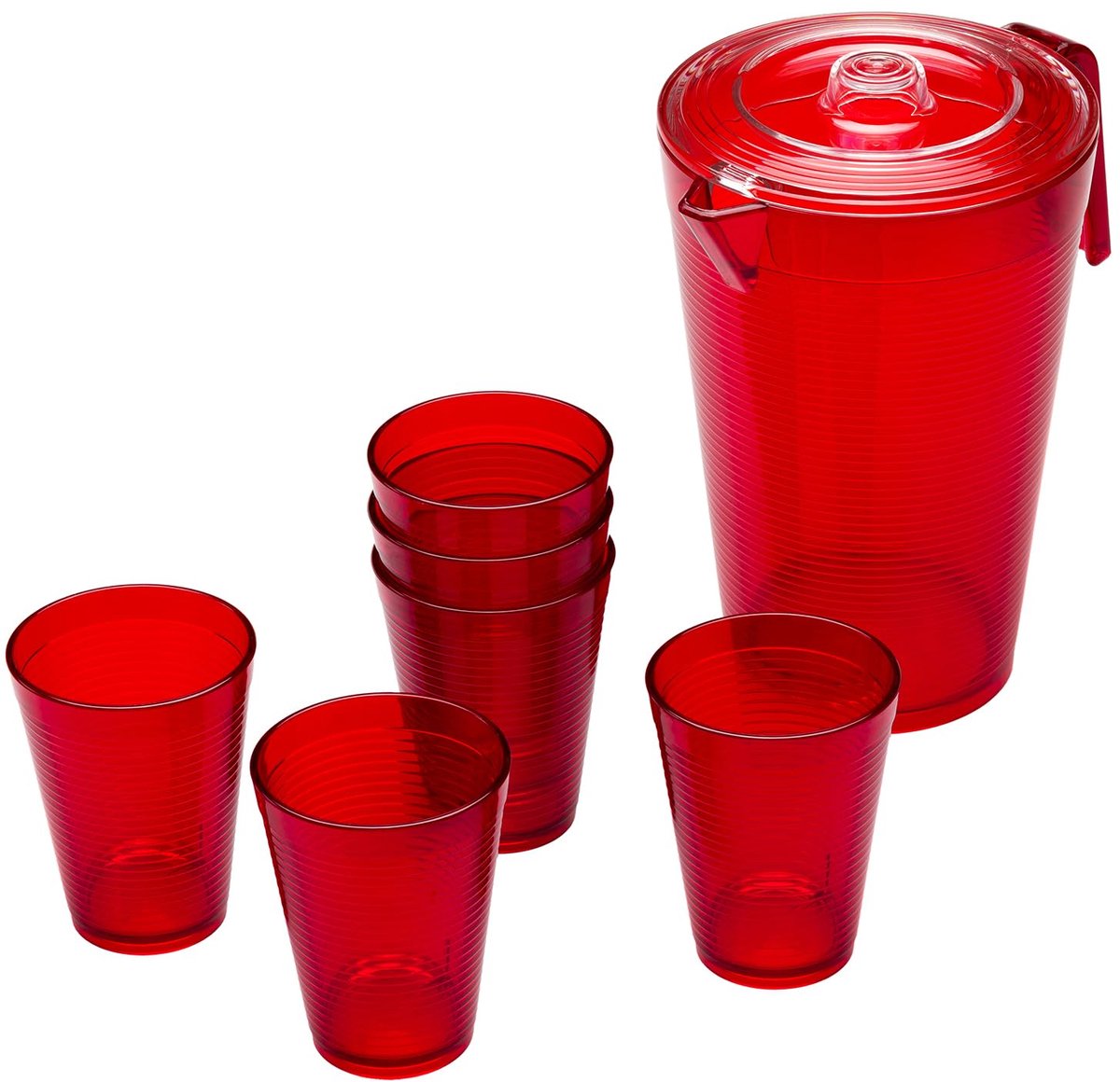 My Ninki ® Karaffen- en Glazenset met Stijlvolle Deksel voor Binnen- en Buitengebruik, 2.1L en 6x275ml Glazen