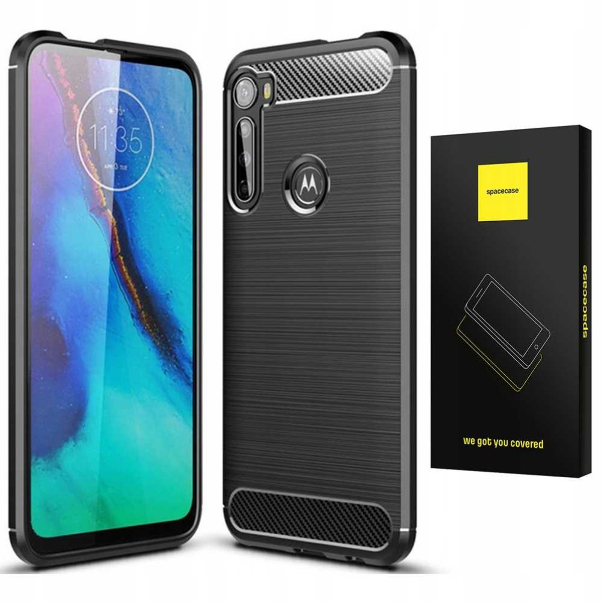Spacecase Case Carbon Cover Voor Motorola One Fusion+ 360 Graden