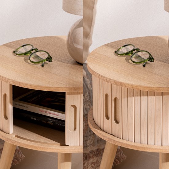 Rond nachtkastje afneembaar, modern eenvoud nachtkastje voor slaapkamer met deur, creatief nachtkastje met 3 lades, mini eenvoudig plastic dressoir 32x32x58cm (kleur: geel