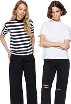 Trendyol TWOSS20TS1500 T-shirt femme Adultes 2 pack - Zwart et blanc - L