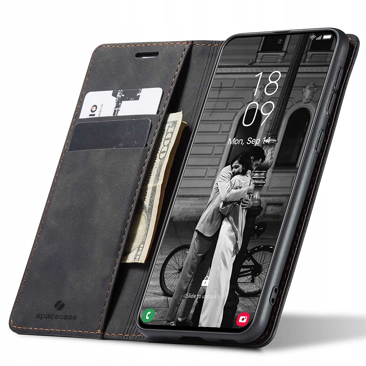 Spacecase Case Portefeuille Galaxy S21 Zwart Voor Samsung S21