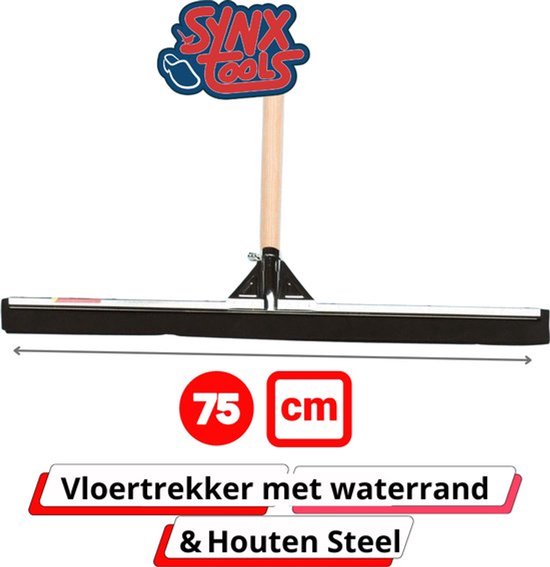Synx Tools Binnenbezem Blauw + Vloertrekker 75cm met Steel 150cm - Kamerveger - Vloerreiniger - Moppen - Zachte bezem met steel 130cm van Synx Tools — afbeelding 4