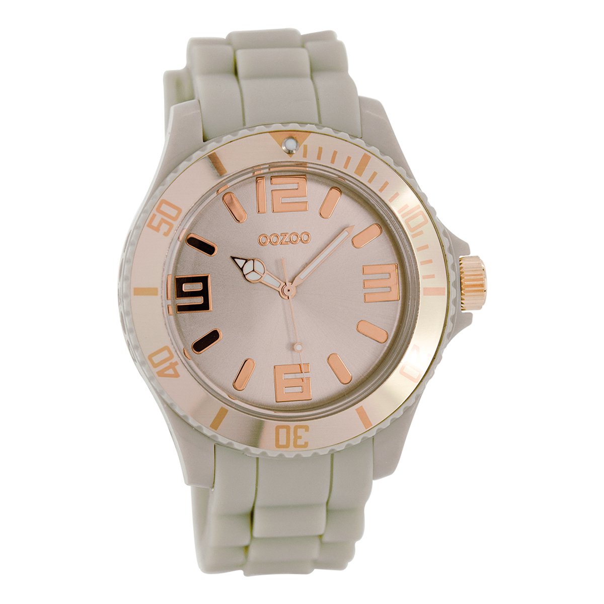 OOZOO Timepieces - Taupe horloge met taupe rubber band - C5060