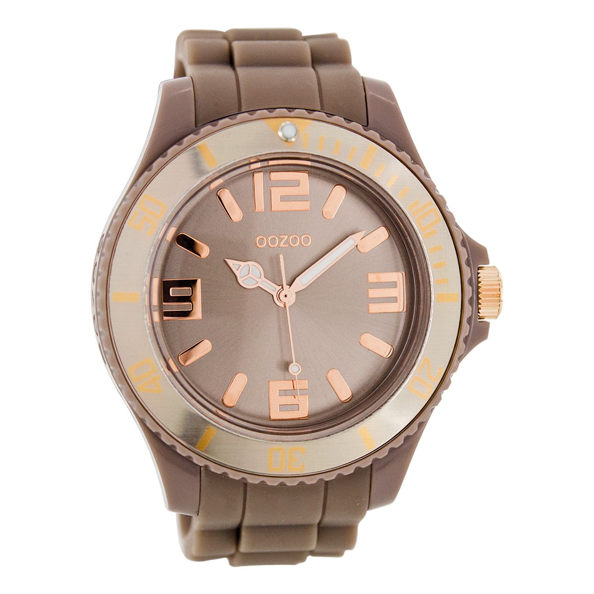OOZOO Timepieces - Taupe horloge met taupe rubber band - C5041