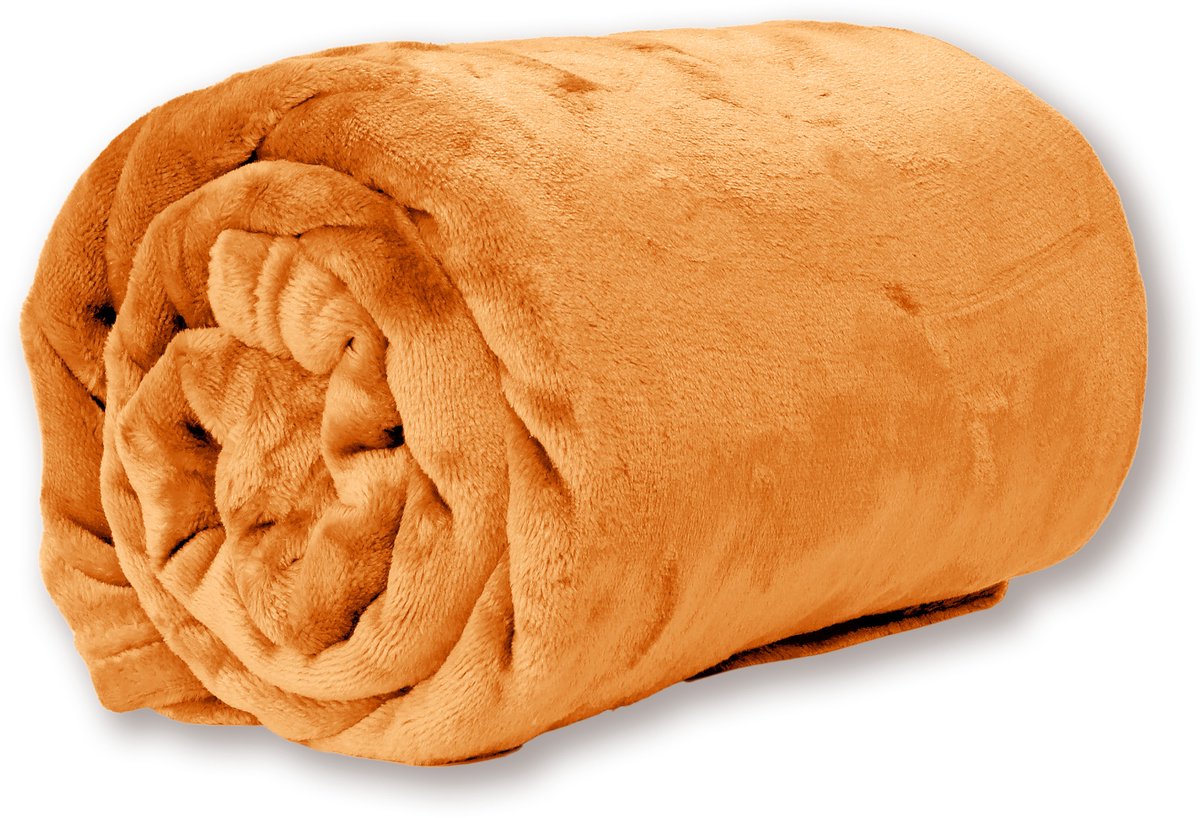 Unique Living Plaid Enzo Apricot -130x180cm Perzik oranje