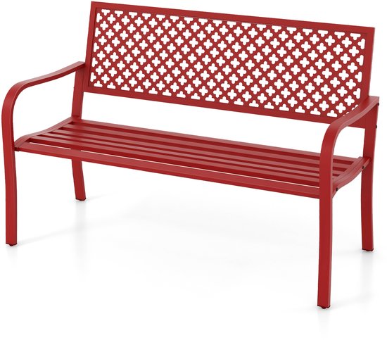 COSTWAY Metalen tuinbank, weerbestendige bank voor 2 personen, parkbank