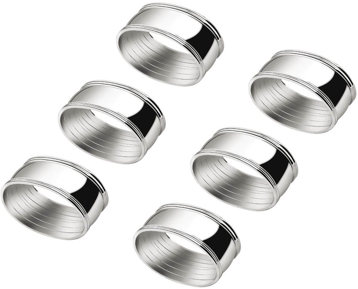 My Ninki ® Elegante Ovale Servetringen Set van 6 voor Stijlvolle Tafeldecoratie Zilver