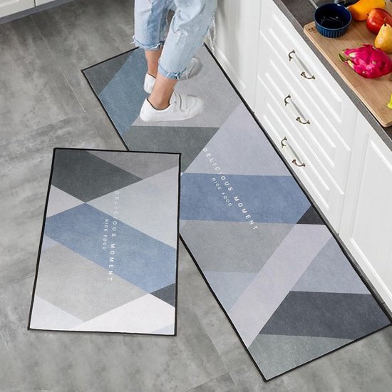 Lot De 2 Tapis De Cuisine Voanos Antidérapants - Motif Tournesol Abeilles, Dimensions 43x119cm + 43x76cm