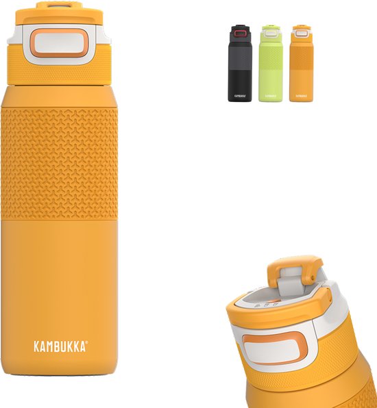 Foto: Kambukka elton ge soleerde waterfles 750ml mango maniac met 3 in 1 lid en makkelijke reiniging oranje