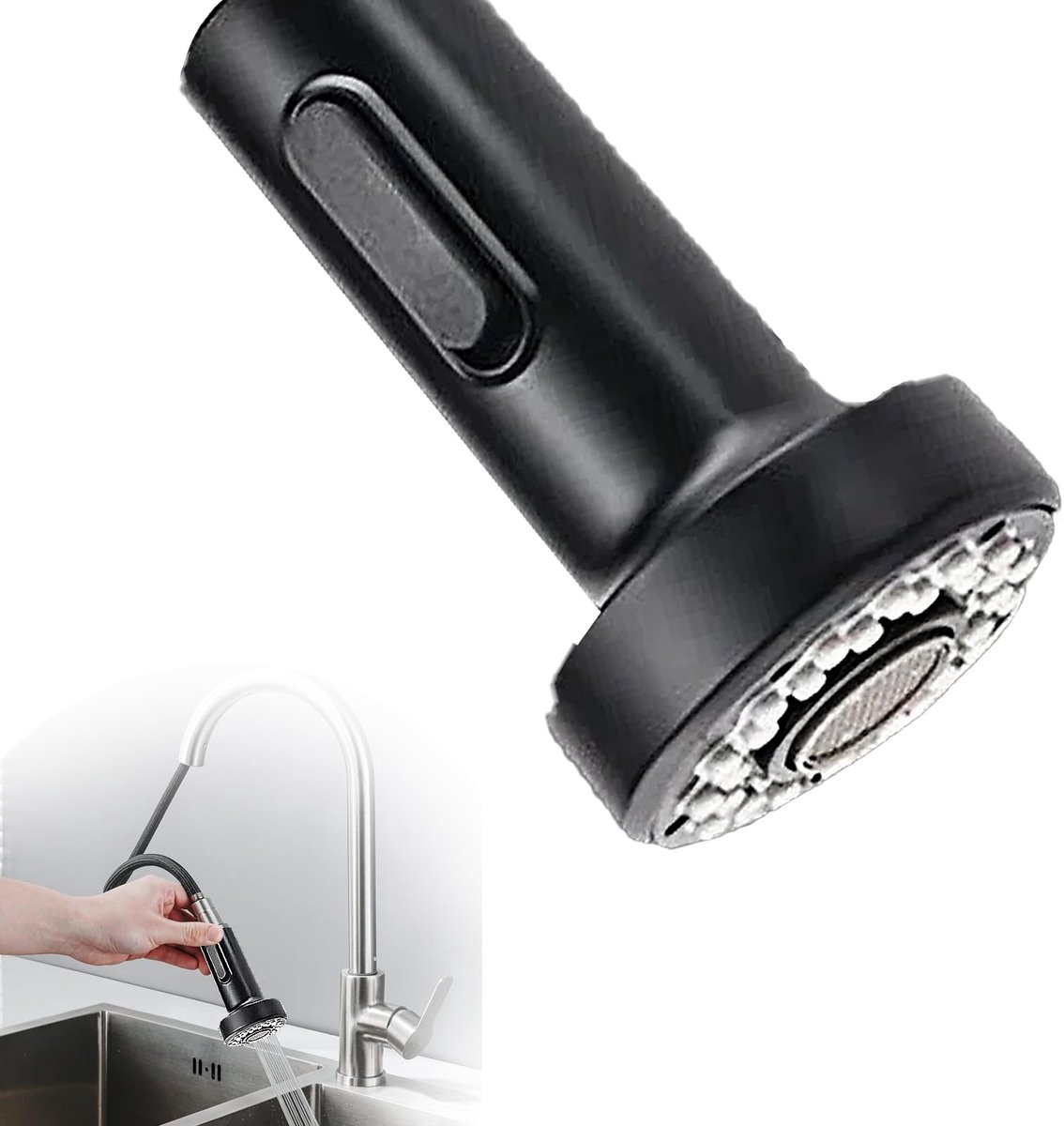 My Ninki ® Universele Uittrekbare Keukenkraan Sproeikop met Twee Watermodi voor Flexibele Reiniging