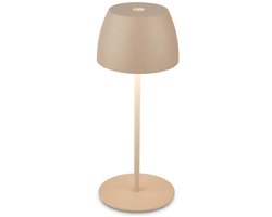 BRILONER Serina mini - Tafellamp Oplaadbaar - snoerloze lamp - met touch dimbaar - voor binne en buiten - Ø8 x 20 cm - beige