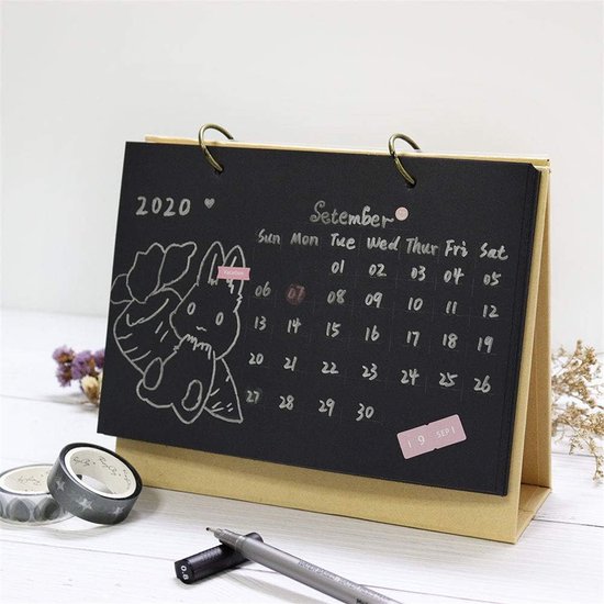 Foto: Diy bureau kalender metal coil spiral binding acid free kraft papier desktop easel planner agenda planning voor thuis of kantoor zelfstandige opstelling