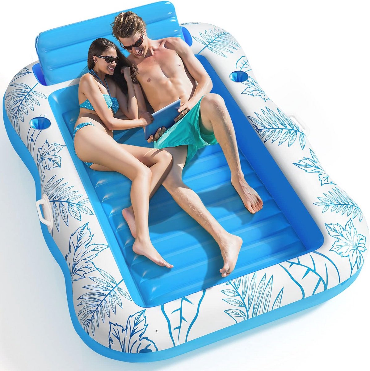Grote Opblaasbare Zwembadligstoel voor Volwassenen - Perfecte Drijvende Lounge Float voor Zonnen en Relaxen in het Water met Bekerhouder