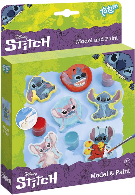 Foto: Disney stitch gipsfiguren gieten totum knutselset speelgoed meisjes en jongens incl gips mallen verfstrip 9 kleuren en penseeltje