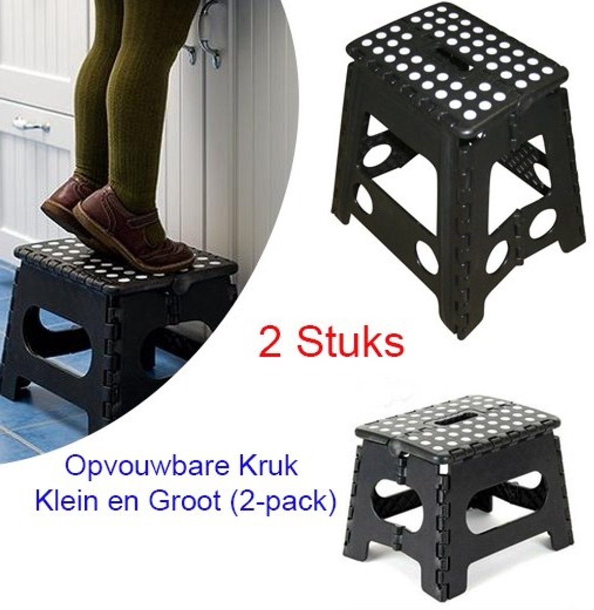 2-Pack Multifunctionele in 2 maten Opvouwbare Krukken